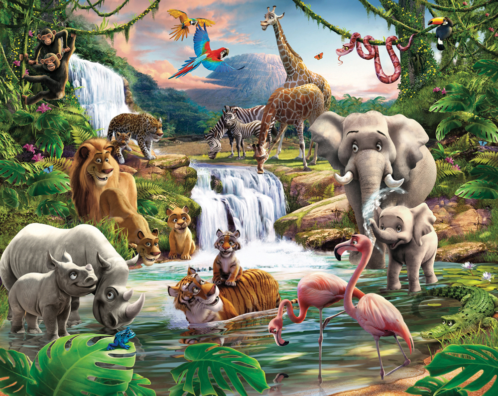 Children'S Jungle Safari Adventure Animals Xl Wallpaper Mural Walltastic