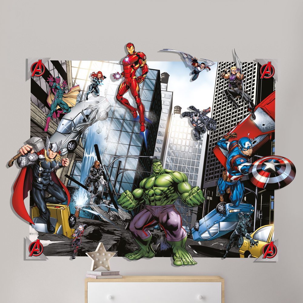 Avengers 3D Wall Mural 4ft x 5ft Walltastic